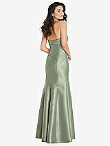 Rear View Thumbnail - Sage Bow Cuff Strapless Princess Waist Trumpet Gown