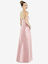 Alt View 3 Thumbnail - Ballet Pink Strapless Satin Gown with Draped Front Slit and Pockets