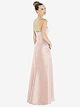 Alt View 3 Thumbnail - Blush Strapless Satin Gown with Draped Front Slit and Pockets