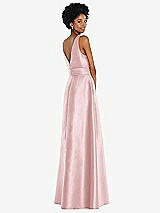 Rear View Thumbnail - Ballet Pink Jewel-Neck V-Back Maxi Dress with Mini Sash