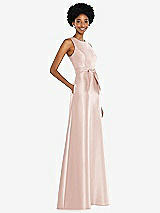 Side View Thumbnail - Blush Jewel-Neck V-Back Maxi Dress with Mini Sash