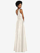Rear View Thumbnail - Ivory Jewel-Neck V-Back Maxi Dress with Mini Sash