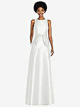 Front View Thumbnail - White Jewel-Neck V-Back Maxi Dress with Mini Sash