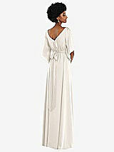 Rear View Thumbnail - Ivory Asymmetric Bell Sleeve Wrap Maxi Dress with Front Slit