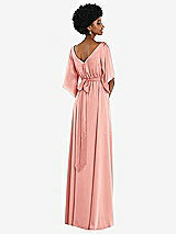 Rear View Thumbnail - Rose Asymmetric Bell Sleeve Wrap Maxi Dress with Front Slit