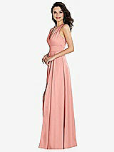 Side View Thumbnail - Rose Shirred Shoulder Criss Cross Back Maxi Dress with Front Slit