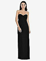Front View Thumbnail - Black Strapless Twist Bodice Empire Waist Metallic Maxi Dress