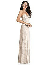 Side View Thumbnail - Rose Gold Strapless Twist Bodice Empire Waist Metallic Maxi Dress