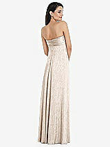 Rear View Thumbnail - Rose Gold Strapless Twist Bodice Empire Waist Metallic Maxi Dress