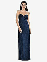 Front View Thumbnail - Midnight Navy Strapless Twist Bodice Empire Waist Metallic Maxi Dress