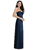 Side View Thumbnail - Midnight Navy Strapless Twist Bodice Empire Waist Metallic Maxi Dress