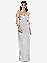 Front View Thumbnail - Silver Strapless Twist Bodice Empire Waist Metallic Maxi Dress