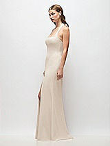 Side View Thumbnail - Oat Tie Halter Open Back Trumpet Gown
