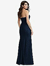 Rear View Thumbnail - Midnight Navy Sweetheart Strapless Sequin Lace Trumpet Gown