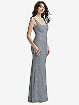 Side View Thumbnail - Platinum Scoop Back Sequin Lace Trumpet Gown