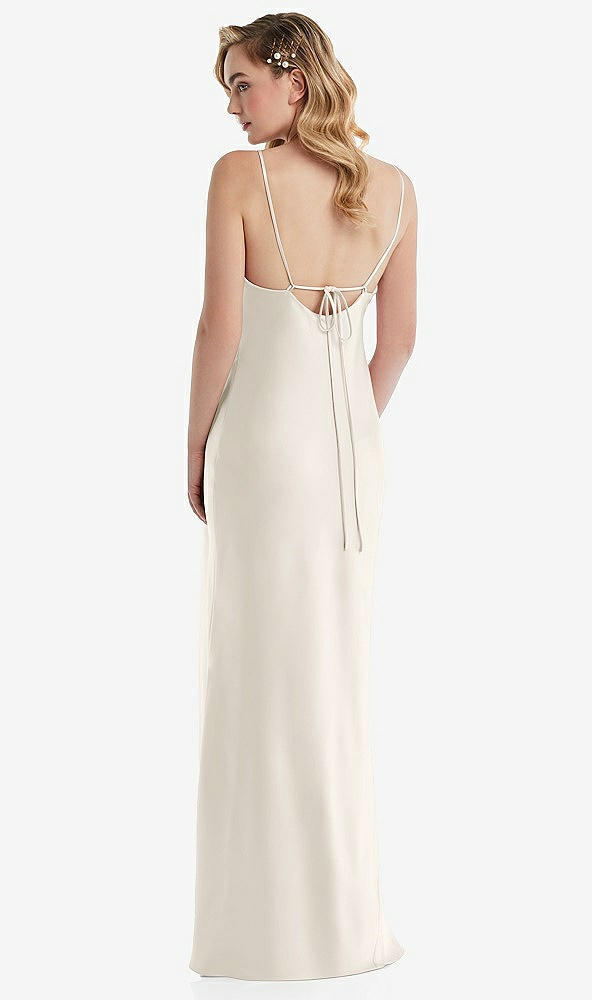Back View - Ivory Cowl-Neck Tie-Strap Maternity Slip Dress