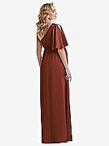 Rear View Thumbnail - Auburn Moon One-Shoulder Flutter Sleeve Maternity Dress