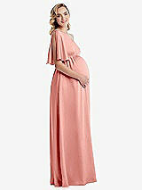 Side View Thumbnail - Rose One-Shoulder Flutter Sleeve Maternity Dress