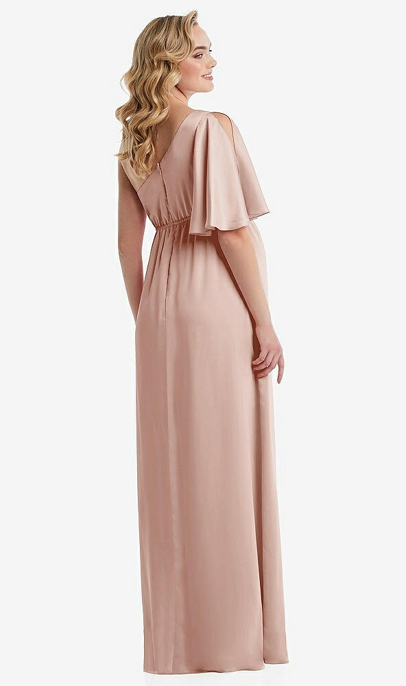Back View - Toasted Sugar One-Shoulder Flutter Sleeve Maternity Dress