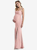 Side View Thumbnail - Rose Wide Strap Square Neck Maternity Trumpet Gown