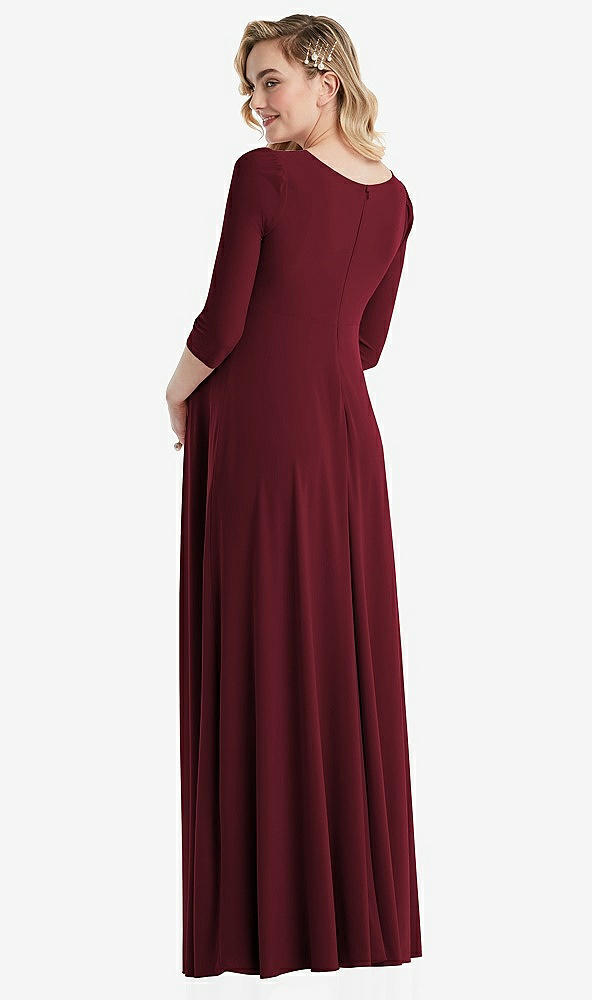 Back View - Cabernet 3/4 Sleeve Wrap Bodice Maternity Dress
