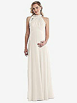 Front View Thumbnail - Ivory Scarf Tie High Neck Halter Chiffon Maternity Dress