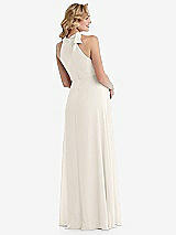 Rear View Thumbnail - Ivory Scarf Tie High Neck Halter Chiffon Maternity Dress