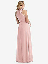 Rear View Thumbnail - Rose Scarf Tie High Neck Halter Chiffon Maternity Dress