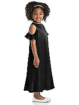 Side View Thumbnail - Black Ruffled Cold Shoulder Flower Girl Dress