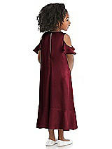 Rear View Thumbnail - Cabernet Ruffled Cold Shoulder Flower Girl Dress