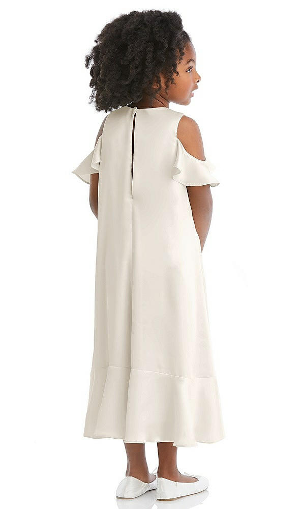 Back View - Ivory Ruffled Cold Shoulder Flower Girl Dress