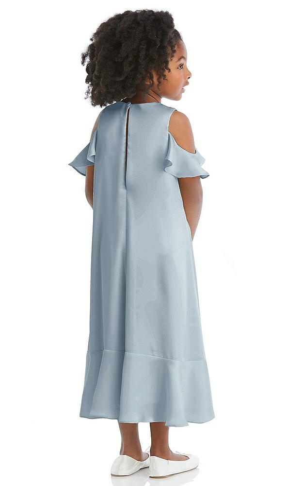 Back View - Mist Ruffled Cold Shoulder Flower Girl Dress