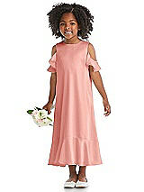 Alt View 1 Thumbnail - Rose Ruffled Cold Shoulder Flower Girl Dress