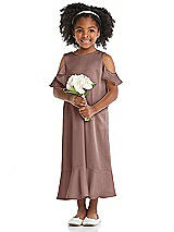 Front View Thumbnail - Sienna Ruffled Cold Shoulder Flower Girl Dress