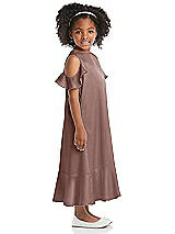 Side View Thumbnail - Sienna Ruffled Cold Shoulder Flower Girl Dress