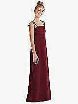 Side View Thumbnail - Cabernet Tie Shoulder Empire Waist Junior Bridesmaid Dress