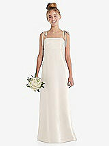 Front View Thumbnail - Ivory Tie Shoulder Empire Waist Junior Bridesmaid Dress