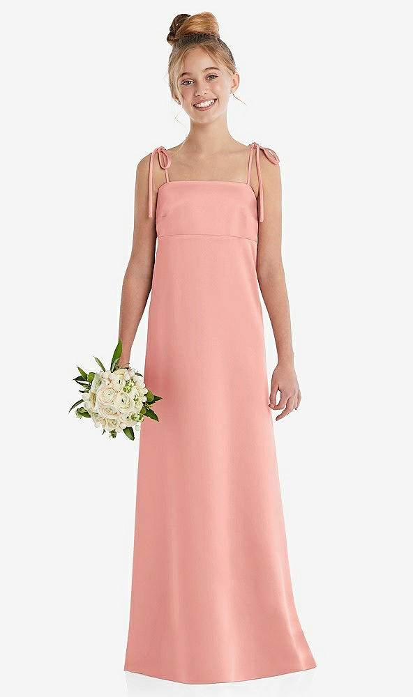 Front View - Rose Tie Shoulder Empire Waist Junior Bridesmaid Dress