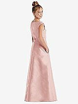 Rear View Thumbnail - Rose Off-the-Shoulder Draped Wrap Satin Junior Bridesmaid Dress
