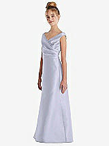 Side View Thumbnail - Silver Dove Off-the-Shoulder Draped Wrap Satin Junior Bridesmaid Dress