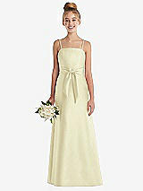 Front View Thumbnail - Butter Yellow Spaghetti Strap Satin Junior Bridesmaid Dress with Mini Sash