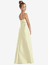Rear View Thumbnail - Butter Yellow Spaghetti Strap Satin Junior Bridesmaid Dress with Mini Sash