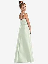 Rear View Thumbnail - Mint Green Spaghetti Strap Satin Junior Bridesmaid Dress with Mini Sash