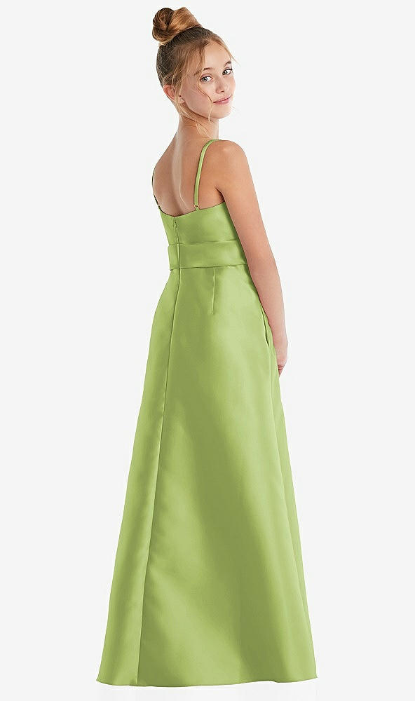 Back View - Mojito Spaghetti Strap Satin Junior Bridesmaid Dress with Mini Sash