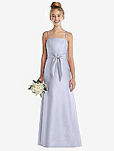 Front View Thumbnail - Silver Dove Spaghetti Strap Satin Junior Bridesmaid Dress with Mini Sash