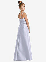 Rear View Thumbnail - Silver Dove Spaghetti Strap Satin Junior Bridesmaid Dress with Mini Sash