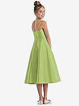 Rear View Thumbnail - Mojito Adjustable Spaghetti Strap Satin Midi Junior Bridesmaid Dress