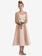 Front View Thumbnail - Cameo Adjustable Spaghetti Strap Satin Midi Junior Bridesmaid Dress
