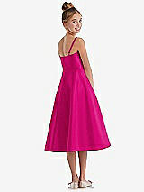 Rear View Thumbnail - Think Pink Adjustable Spaghetti Strap Satin Midi Junior Bridesmaid Dress