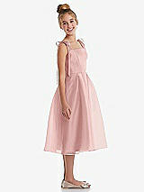 Side View Thumbnail - Rose Tie Shoulder Pleated Full Skirt Junior Bridesmaid Dress